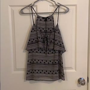 Black Azteca Layered Tank with Tie